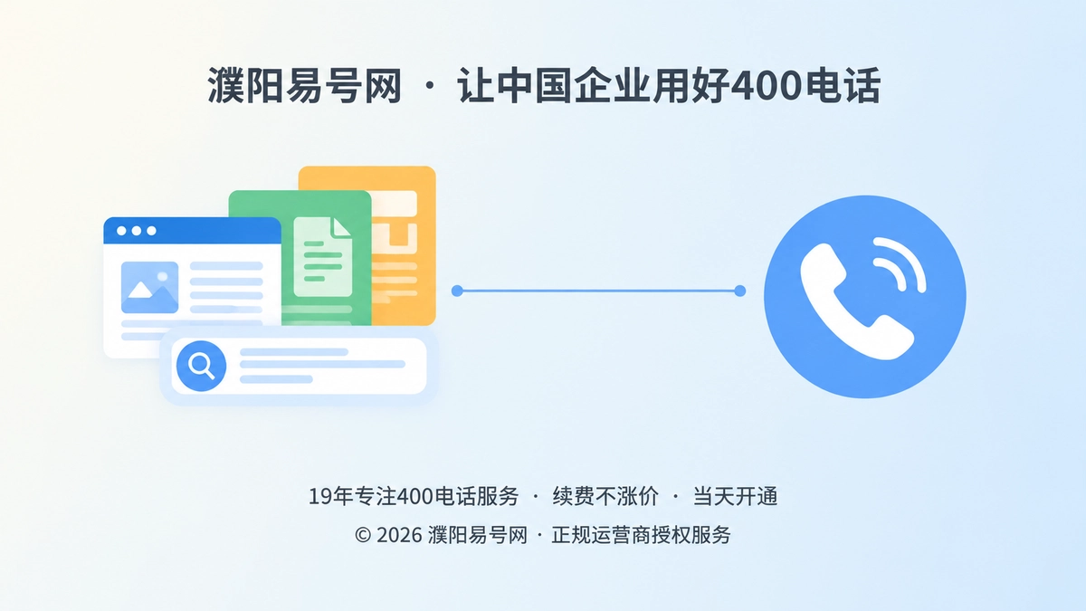 内容资产与稳定通信入口通过一条细线连接，左侧是网页与文档卡片，右侧是电话听筒图标